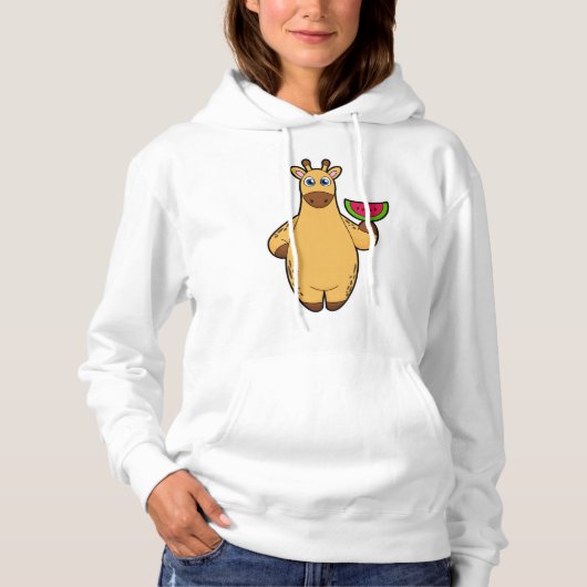 Giraffe beim Essen mit Watermelon Hoodie (Vorderseite)