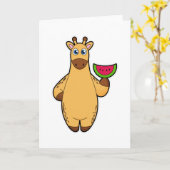 Giraffe beim Essen mit Watermelon Karte (Gelbe Blume)
