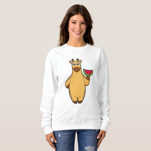 Giraffe beim Essen mit Watermelon Sweatshirt (Vorne ganz)