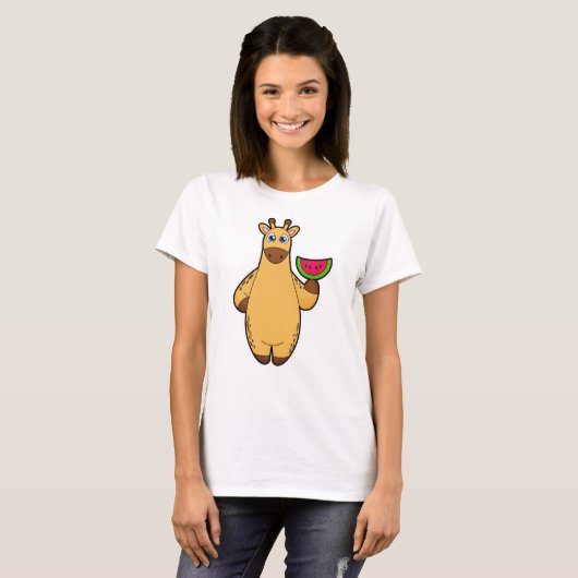 Giraffe beim Essen mit Watermelon T-Shirt (Vorne ganz)