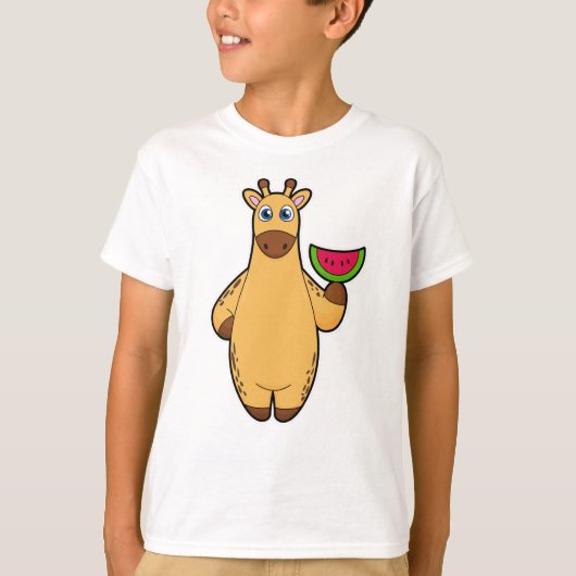 Giraffe beim Essen mit Watermelon T-Shirt (Vorderseite)