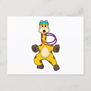 Giraffe beim Fitness mit Schwungring Postkarte