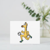 Giraffe beim Fußball-Sport Postkarte (Stehend Vorderseite)