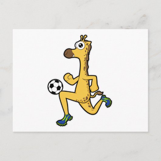 Giraffe beim Fußball-Sport Postkarte (Vorderseite)