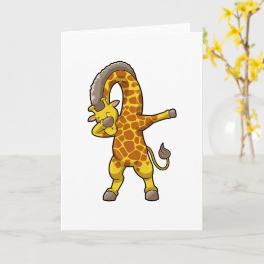 Giraffe beim Hip Hop Dance Dab Karte (Gelbe Blume)