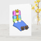 Giraffe beim Schlafen mit Blanket & Kissen Karte (Gelbe Blume)