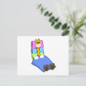 Giraffe beim Schlafen mit Blanket & Kissen Postkarte (Stehend Vorderseite)
