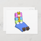 Giraffe beim Schlafen mit Blanket & Kissen Postkarte (Vorne/Hinten)