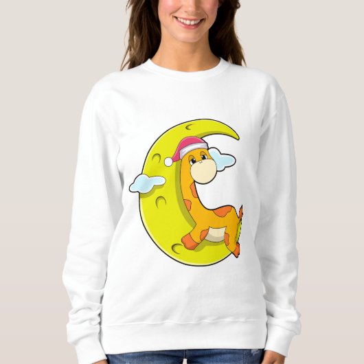 Giraffe beim Schlafen mit dem Mond Sweatshirt (Vorderseite)