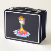 Giraffe beim Schnorcheln Metall Brotdose (Rückseite)