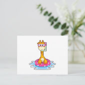 Giraffe beim Schwimmen mit Schnorchel Postkarte (Stehend Vorderseite)