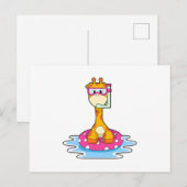 Giraffe beim Schwimmen mit Schnorchel Postkarte (Vorne/Hinten)
