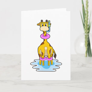 Giraffe beim Schwimmen mit Schwimmring Karte