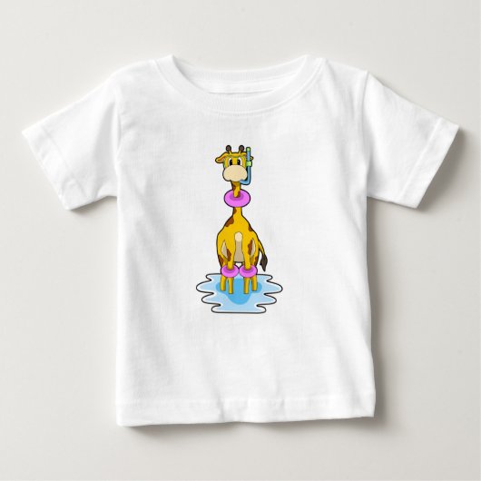 Giraffe beim Schwimmen mit Swim-Ring Baby T-shirt (Vorderseite)