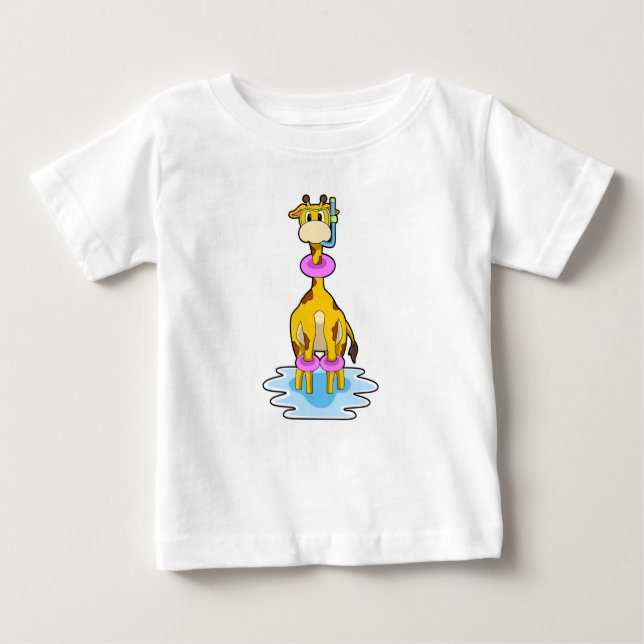 Giraffe beim Schwimmen mit Swim-Ring Baby T-shirt (Vorderseite)