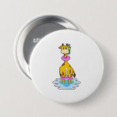 Giraffe beim Schwimmen mit Swim-Ring Button (Vorne & Hinten)