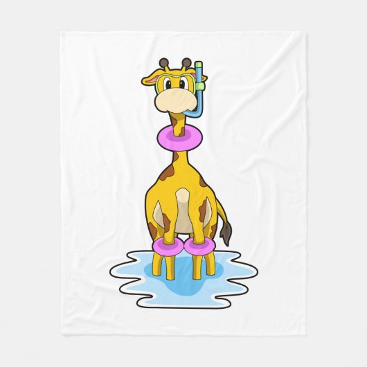 Giraffe beim Schwimmen mit Swim-Ring Fleecedecke (Vorderseite)