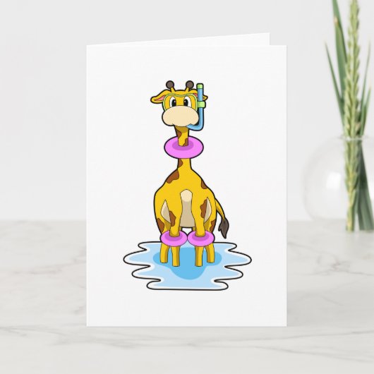 Giraffe beim Schwimmen mit Swim-Ring Karte (Vorderseite)