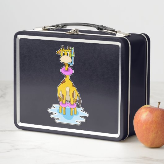 Giraffe beim Schwimmen mit Swim-Ring Metall Brotdose (Beispiel)