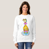 Giraffe beim Schwimmen mit Swim-Ring Sweatshirt (Vorne ganz)