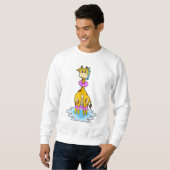 Giraffe beim Schwimmen mit Swim-Ring Sweatshirt (Vorne ganz)