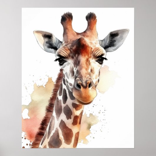 Giraffe betrachtet uns Wasserfarbenplakat Poster (Vorne)