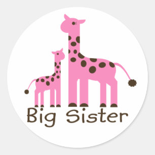 Giraffe Big Sister Runder Aufkleber