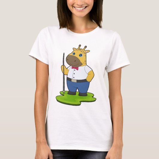 Giraffe Billard Queue Sport T-Shirt (Vorderseite)
