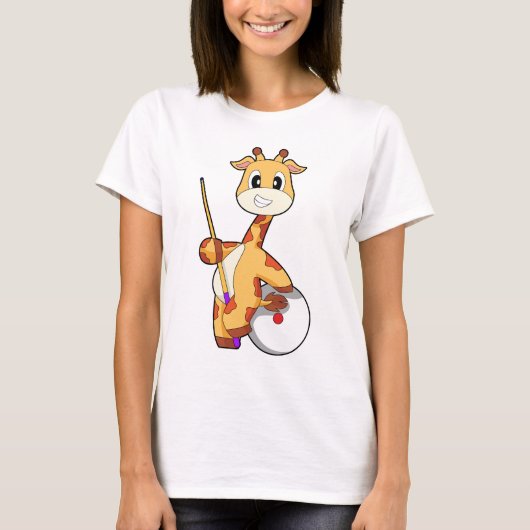 Giraffe Billard Queue Sport T-Shirt (Vorderseite)