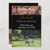 Giraffe Birthday Einladung (Vorne/Hinten)