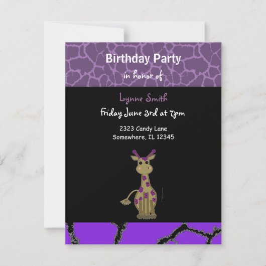 Giraffe Birthday Einladung (Vorderseite)