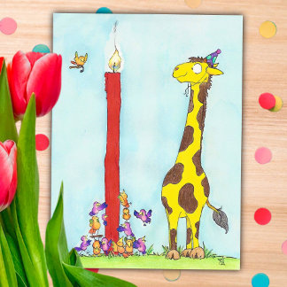 GIRAFFE BIRTHDAY Postkarte von Nicole Janes