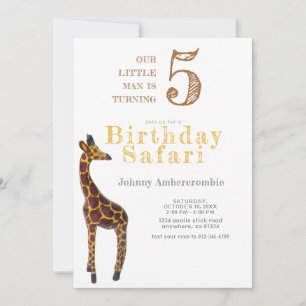 Giraffe Birthday Safari für Junge Einladung