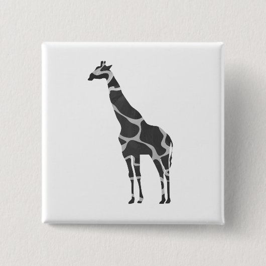Giraffe Black und Gray Silhoutte Button (Vorderseite)