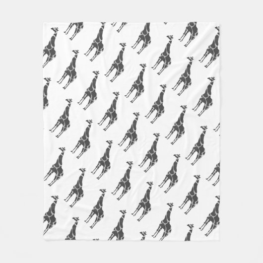 Giraffe Black und Gray Silhoutte Fleecedecke (Vorderseite)