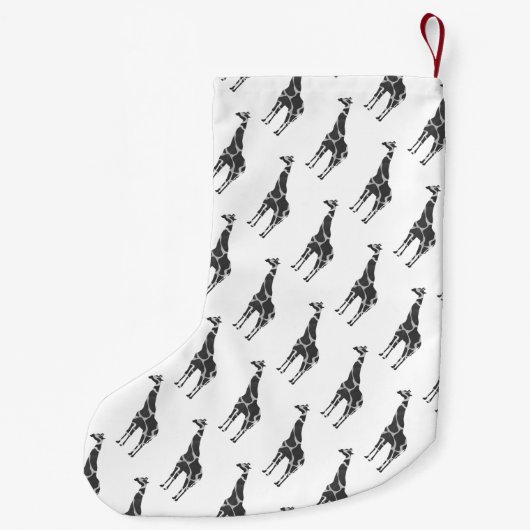 Giraffe Black und Gray Silhoutte Kleiner Weihnachtsstrumpf (Rückseite)