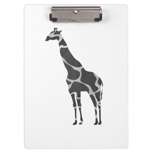 Giraffe Black und Gray Silhoutte Klemmbrett (Vorderseite)