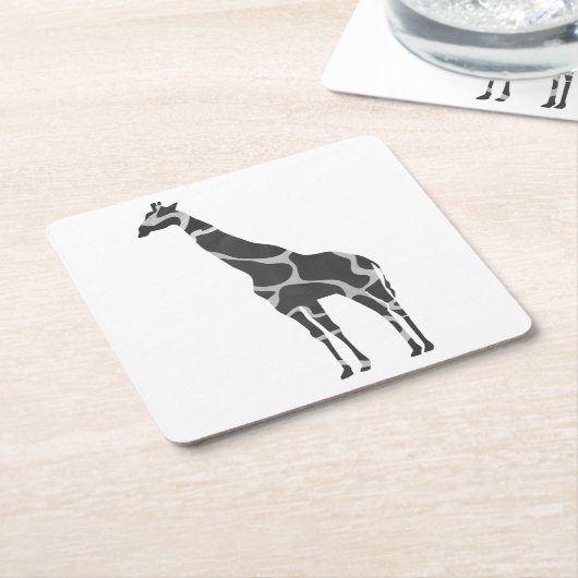 Giraffe Black und Gray Silhoutte Rechteckiger Pappuntersetzer (angewinkelt)