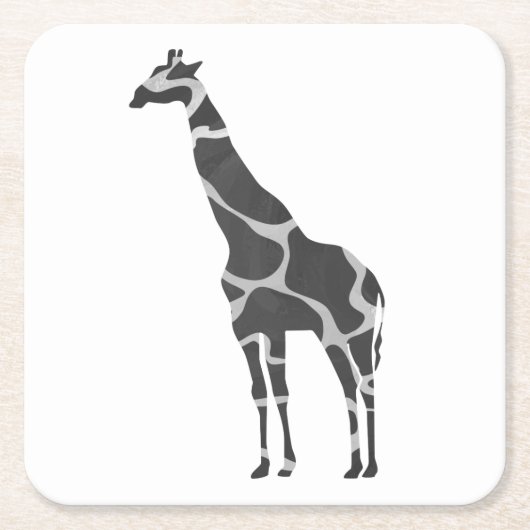 Giraffe Black und Gray Silhoutte Rechteckiger Pappuntersetzer (Vorderseite)