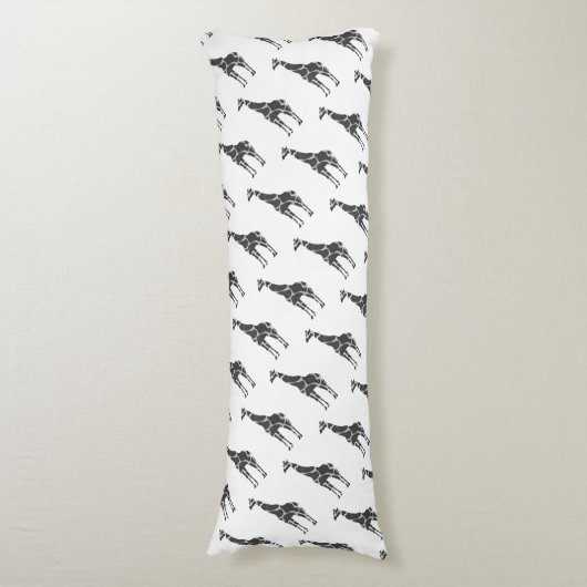 Giraffe Black und Gray Silhoutte Seitenschläferkissen (Vorderseite Vertikal)