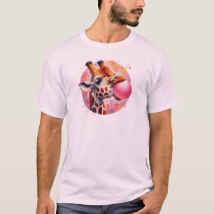 Giraffe Blasebalgummi Print T-Shirt