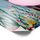 Giraffe Blasen Gum Spring Garden Hintergrund Fotodruck (Ecke)