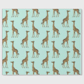 Giraffe Blau und Golden Geschenkpapier (Flach)