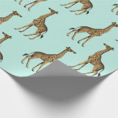 Giraffe Blau und Golden Geschenkpapier (Ecke)