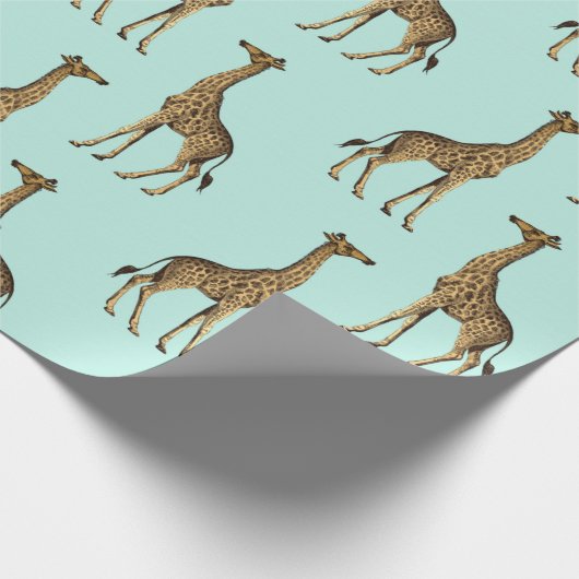 Giraffe Blau und Golden Geschenkpapier (Ecke)