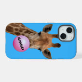 Giraffe Blowe Gum Bubble iPhone 15 Hülle (Rückseite (Horizontal))