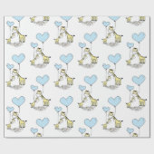 Giraffe Blue Balloon Mama Baby Shower Boy Geschenkpapier (Flach)