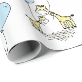 Giraffe Blue Balloon Mama Baby Shower Boy Geschenkpapier (Rolleneckpunkt)