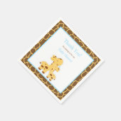 Giraffe Blue Boy Baby Shower Paper Serviette (Ecke)