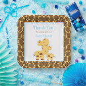 Giraffe Blue Boy Baby Shower Pappteller (Party)